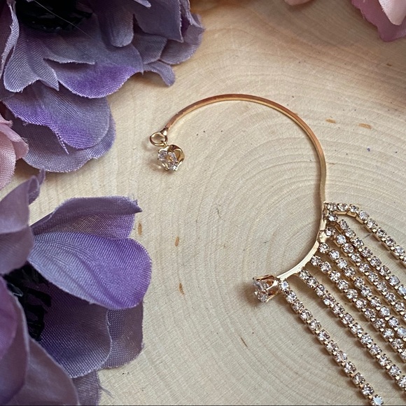 Glam Crystal Tassel Left Ear Cuff Clip Earring - Picture 16 of 16